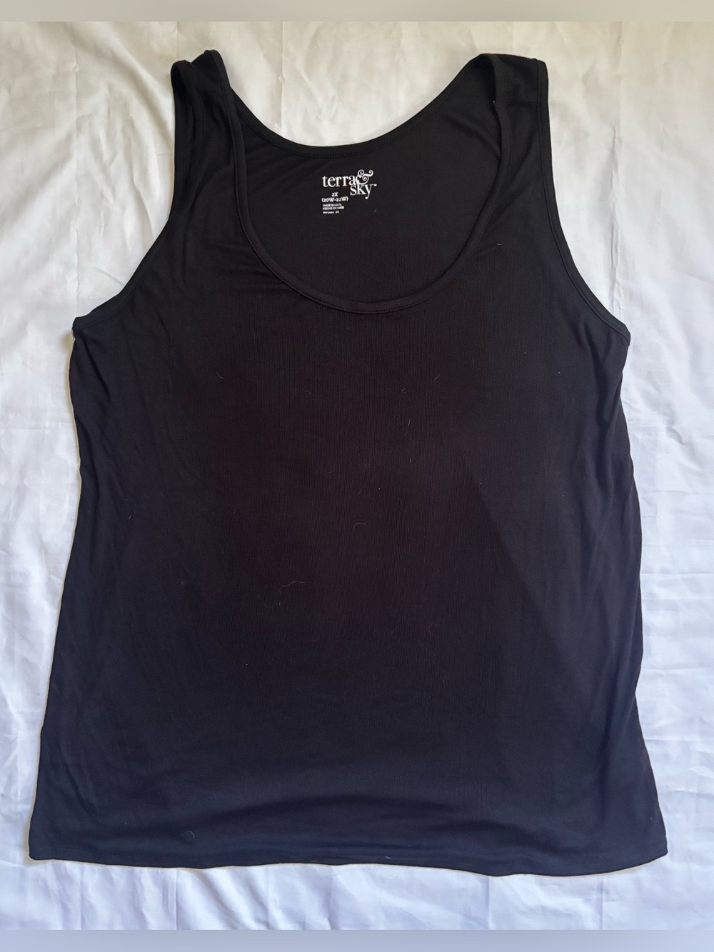 Terra & Sky Women’s Scoop Neckline Ribbed Tank Top in Classic Black Sz 2X
